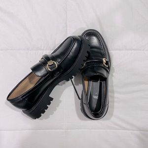 Low heel lug sole loafers